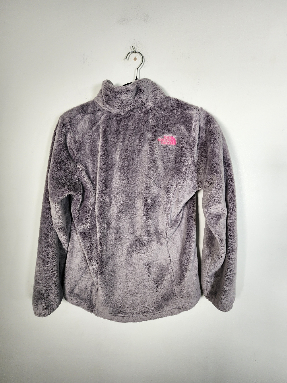 The North Face Lavender Plush Fleece Jacket with Pink Logo - Picture 3 of 7